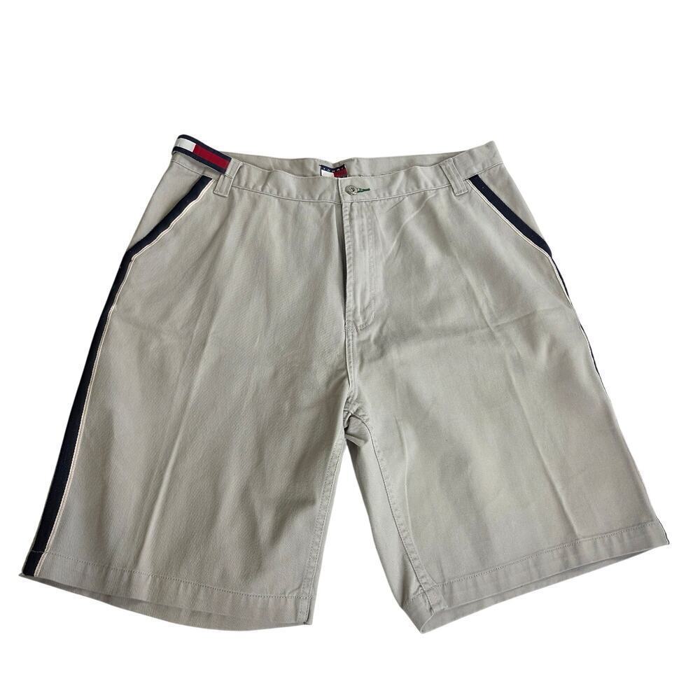 VTG Y2K Tommy Hilfiger  Denim Shorts Mens Size 38x10 Tan Selvedge Sides